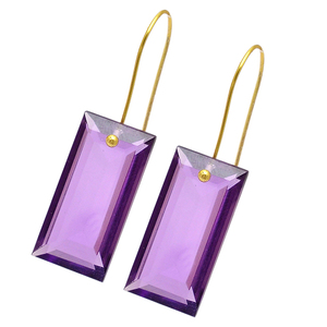 Beautiful 925 Sterling Silver Earrings with Amethyst Gemstone Fixed Ear Wire Plated Gold Natural Pearl Stone - Product Image 2