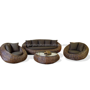 Modern Outdoor Garden Furniture Set Luxury Synthetic PE Rattan Wicker <b>Patio</b> Sofa Set <b>Round</b> Sectional Sofa Couch With <b>Table</b> - Product Image 1