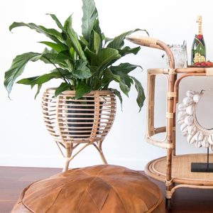 Soporte para Plantas de Mimbre de Ratán con Diseño en Espiral, Color Natural, Muebles de Exterior para Sala de Estar, Patio, Hotel y Entrada, Uso Versátil - Product Image 3