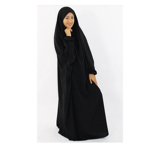 Meilleurs prix Style modeste Simple mode robe de soirée adultes solide motif parole longueur droite Hijab Jilbab Abaya 100% - Product Image 1