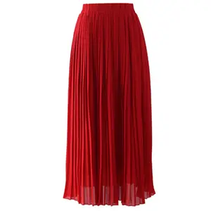 Groothandel vrouwen geplooid chiffon rokken hoge kwaliteit crêpe chiffon rok