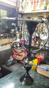 Estilo egipcio de acero inoxidable Shisha Hookah laca de color plateado - Product Image 3