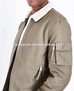 Chaqueta Bomber Varsity de Sarga de Algodón de Invierno Hecha a Medida de Alta Calidad con Forro de Piel de Zorro en Todo el Cuerpo, Resistente al Viento y Ecológica - Product Image 5