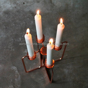 เชิงเทียนสีโรสโกลด์หรูหราสำหรับเทียน4อันของตกแต่งบ้านสมัยใหม่เหมาะสำหรับห้องรับประทานอาหารหรือห้องนั่งเล่น - Product Image 3