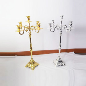 Wedding <b>Brass</b> Golden Taper <b>Candlesticks</b> Steel Metal Candle <b>Holder</b> Gold Stand Set of 3 - Product Image 1