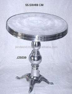 Mesa de centro de aluminio fundido de estilo tradicional, acabado pulido de espejo, sala de estar, comedor, decoración del hogar, 55x69cm - Product Image 3
