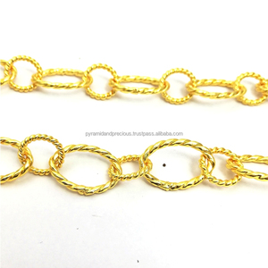 Chaînes en cuivre plaqué or, chaîne à disque ovale et ronde, bijou fait à la main, collier, 1 mètre - Product Image 4