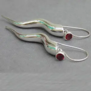 Unique Style Snake Body Design With Natural Gemstone 925 Sterling Silver High Polished Finish Handmade Fashion Earring For Women