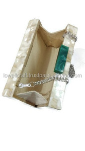 Indian White marbled resin acrylic <b>box</b> clutch bag purse - Product Image 3
