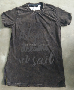 Usine directe unisexe Vintage-T-shirt lavé à l'acide dernière conception décharge imprimé Jersey fournisseur d'or indien formel prix bon marché - Product Image 2