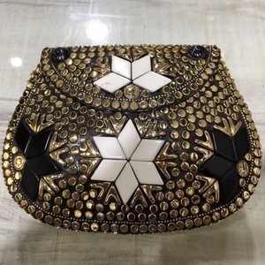 Sac à main indien en mosaïque colorée avec motif de mosaïque, sacs en métal, pierre bleue, sac de soirée pour dames - Product Image 5