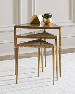 Ensemble de 3 table basse style contemporain, Table à thé en acier inoxydable - Product Image 1