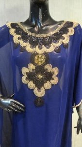 Caftán largo con bordado dorado para mujer islámica, último diseño de moda, Abaya de Dubái, 2018 - Product Image 4