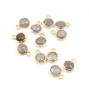 จี้เคลือบทอง14K รูปพระจันทร์สีเทาทรงกลมขนาด8-10มม. พร้อมจี้ทรงประกันตัวเครื่องประดับทำจากทองเหลือง - Product Image 1