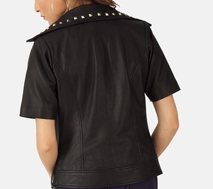 Veste de motard pour femme en peau de mouton beige foncé look sportif nouveauté design de mode personnalisé en gros mode personnalisée pas cher - Product Image 2