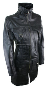 เสื้อแจ็คเก็ตหนังแท้สำหรับผู้หญิง สีดำ แบบนุ่ม สไตล์วินเทจ ลดราคาช่วงฤดูหนาว - Product Image 2