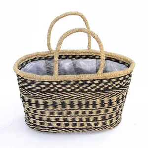 new style handmade woven straw bali bag wholesale, summer crochet straw shopping clutch bag