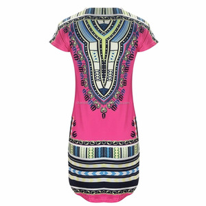 Femmes été bohème Hippie Hippie robe nouvelle impression Tribal africaine Dashiki décontracté fête Mini robe grande taille - Product Image 4