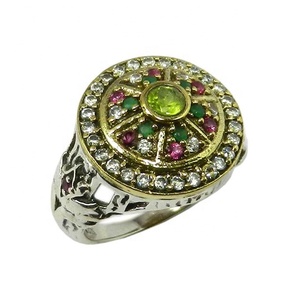 New Arrival Wholesale 925 Sterling Silver Peridot <b>CZ</b> Multi Gemstone <b>Ring</b> Eternity Vermeil <b>Rings</b> Beautiful Fashion Jewelry - Product Image 1