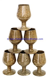 Copas de vino de mármol fósil de forma redonda ampliamente variada para uso decorativo - Product Image 3