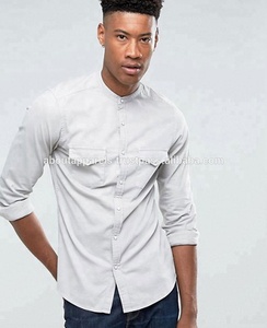 Camisas de estilo Vew para niños, camisas de mezclilla lavadas de manga larga para hombre, Camisa vaquera transpirable personalizada ajustada para hombre - Product Image 2