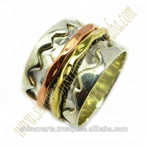 แหวนสมาธิสามโทนสีเงินสเตอร์ลิงทำด้วยมือแหวน925แท้เครื่องประดับแฟนซีดีไซน์น่าสนใจ - Product Image 2