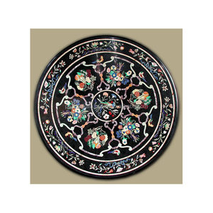 Mármol negro hermosa madre de incrustación perla diseño de mesa de comedor - Product Image 1