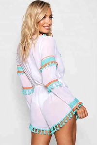 Vente en gros de tunique de plage brodée unique avec couvre-chef grande taille pour femmes, hauts décontractés dernière conception chaude, couverture 100% rayonne - Product Image 3