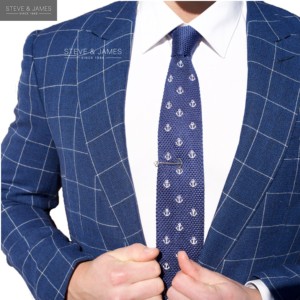 Pantalones azul de abrigo de lana de Cachemira para hombre, traje personalizado, dos botones, último estilo - Product Image 6