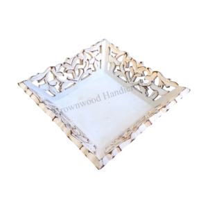 Premium Wooden Antique HandCarved Serving Tray Mini Tableware <b>Decor</b> Serving Tray Dining Table Kitchen Storage Unique Design Tray - Product Image 1