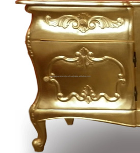 Mueble de madera tallada italiana con hoja de oro para sala de estar - Product Image 2
