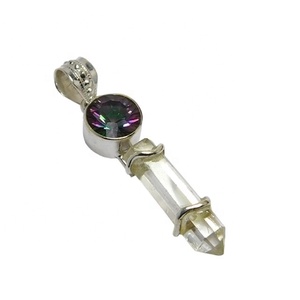 Wholesale <b>Purple</b> Mystic Quartz Gemstone Pendant 925 Sterling Silver Fine Jewelry Pendants & Charms Necklace <b>Gift</b> for Her - Product Image 1