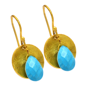 Pendientes colgantes hechos a mano con piedras preciosas turquesa Briolette de pera, joyería de plata de ley 925, pendiente de moda para fiesta de regalo de boda - Product Image 2