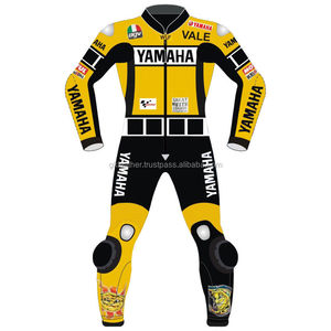 Combinaison de moto Yamaha personnalisée en cuir véritable, armure intégrée, hiver/été, coupe-vent, imperméable, respirante, grandes tailles, unisexe - Product Image 1