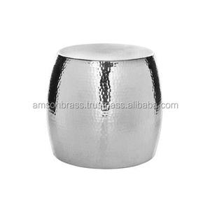 Europe Style Hammered Cylinder Shape Coffee <b>Table</b> Set of 2 Nickle Plated Hammered Side <b>Table</b> for Home Living Room - Product Image 3