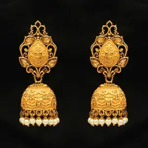 الهندي خاص مجوهرات الذهب اللون كوندان العتيقة أقراط للنساء والفتيات