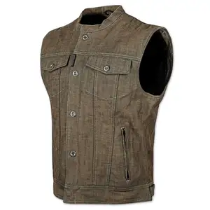 Men 'S Xe Máy Màu Xanh Đen Con Trai Của Tình Trạng Hỗn Loạn Phong Cách SNAP DENIM VEST Với Súng Túi