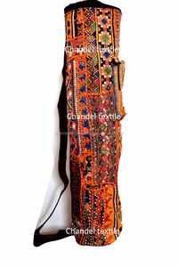 Banjara Unisex Vintage Hand Embroidered Yoga Mat <b>Bag</b> Ethnically Styled Patchwork Logo Decoration Portable with <b>Leather</b> Strap - Product Image 4