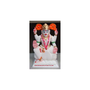 Estatua de Laxmi hecha a mano, piedra blanca - Product Image 1