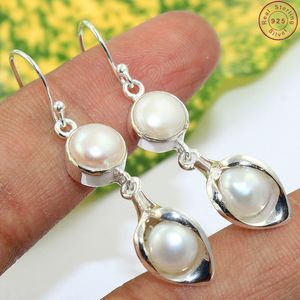 Elegante desgin perla fina piedra preciosa 925 joyería de plata esterlina al por mayor pendiente clásico hecho a mano - Product Image 2