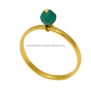 Green Onyx Gemstone <b>925</b> <b>Sterling</b> <b>Silver</b> <b>Ring</b> With Gold Plated Classic Fashionable <b>Ring</b> For Wedding Anniversary Or Gift For Women - Product Image 1