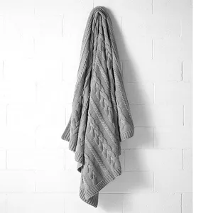 Decor High Quality Decorative Homemade Cotton Sofa Blanket Knitted Cotton Throw Blanket with Tassels