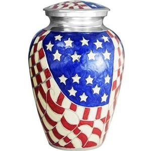Urna de Metal conmemorativa de estilo americano/europeo para adultos, patrón abstracto, bandera americana, cenizas funerarias humanas, almacenamiento de cremación para adultos - Product Image 6