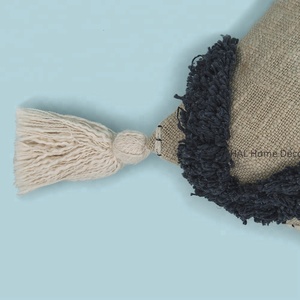 Decorative Lumbar 14 x 20 Cotton Pillow Case Indian Home Decor Hand Tufted Cushion Cover, Customizable Wholesale Pom Pom Throw P - Product Image 2