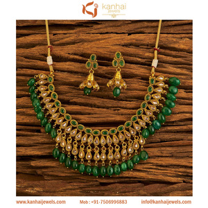 Collar clásico chapado en oro de último diseño, venta al por mayor, 17216 verde - Product Image 1