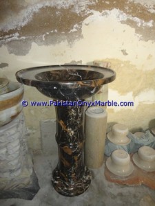 Éviers à pédales de marbre uniques, noir et or, pied libre - Product Image 3