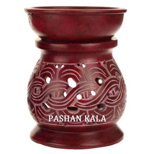 Soapstone Unique Carved Design Aroma <b>Oil</b> Burner, Aroma <b>Lamp</b> - Product Image 1