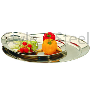 Plateau de service en acier inoxydable Assiette à vaisselle Plateau de fruits pour restaurant Ensemble de 3 pièces de forme ovale - Product Image 1