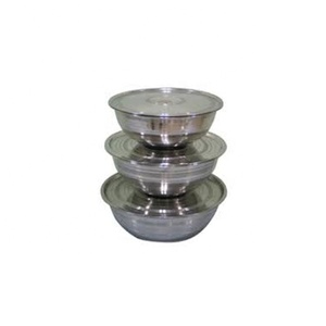 Polished Eco-Friendly Stainless Steel Basin with <b>Cover</b> for Kitchenware or Camping (Classic Style) - Product Image 1