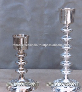 Bougeoir en aluminium moderne plaqué argent pour la décoration de table d'événement et de fête d'anniversaire - Product Image 2